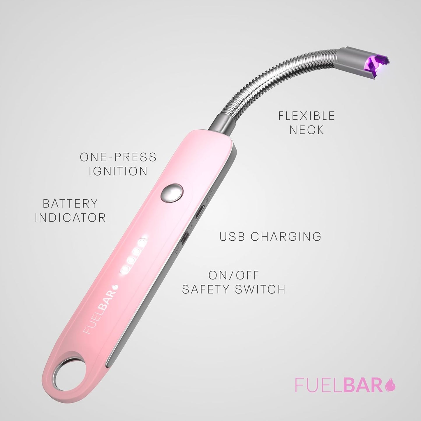 FuelBar USB Rechargeable Candle BBQ Lighter (Pink)