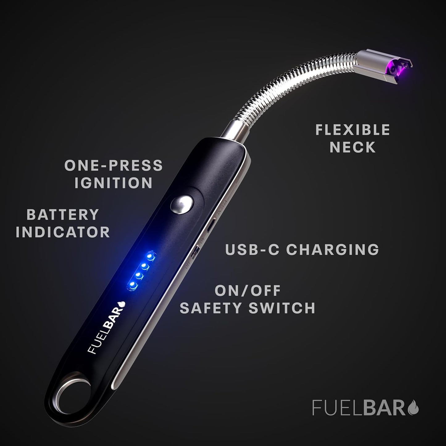 FuelBar 2.0 USB-C Rechargeable BBQ Candle Lighter (Black)